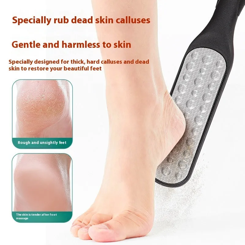 Double-sided stainless steel foot grinder for callus removal in black and white colour options