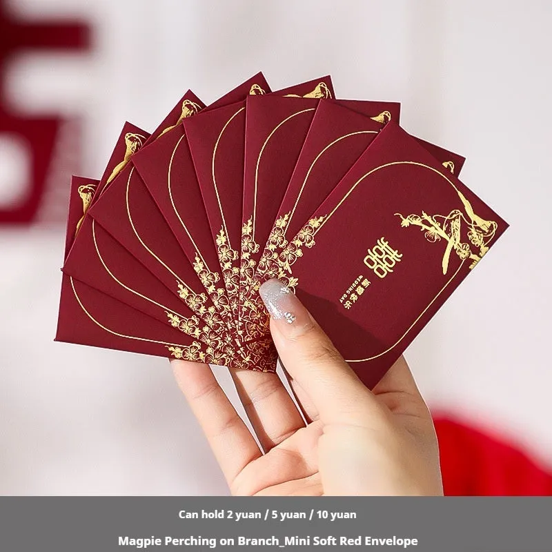 Assorted mini red packets for wedding lucky money in Chinese style paper design with seal closure