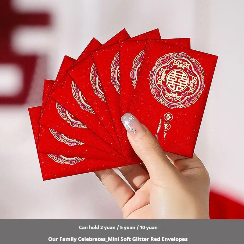 Assorted mini red packets for wedding lucky money in Chinese style paper design with seal closure
