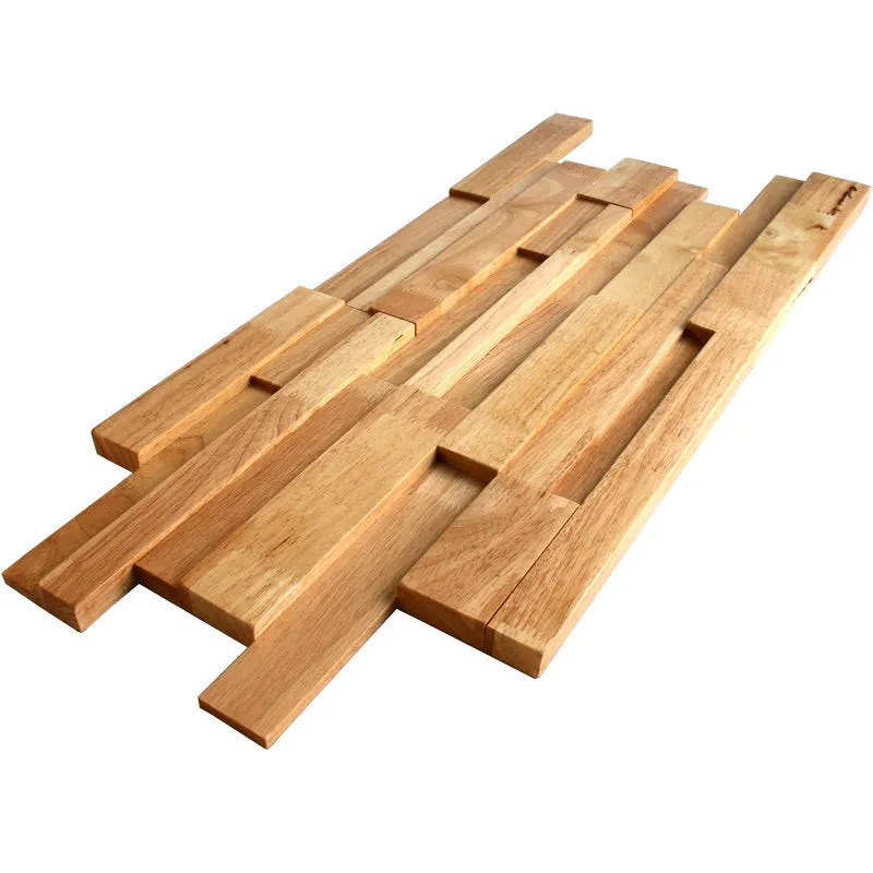 Retro 3D solid wood mosaic patch wall sticker in square 300x300mm size for stereo background decor