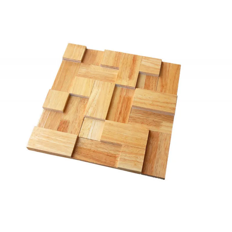 Retro 3D solid wood mosaic patch wall sticker in square 300x300mm size for stereo background decor