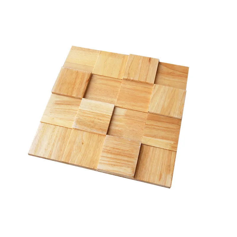 Retro 3D solid wood mosaic patch wall sticker in square 300x300mm size for stereo background decor