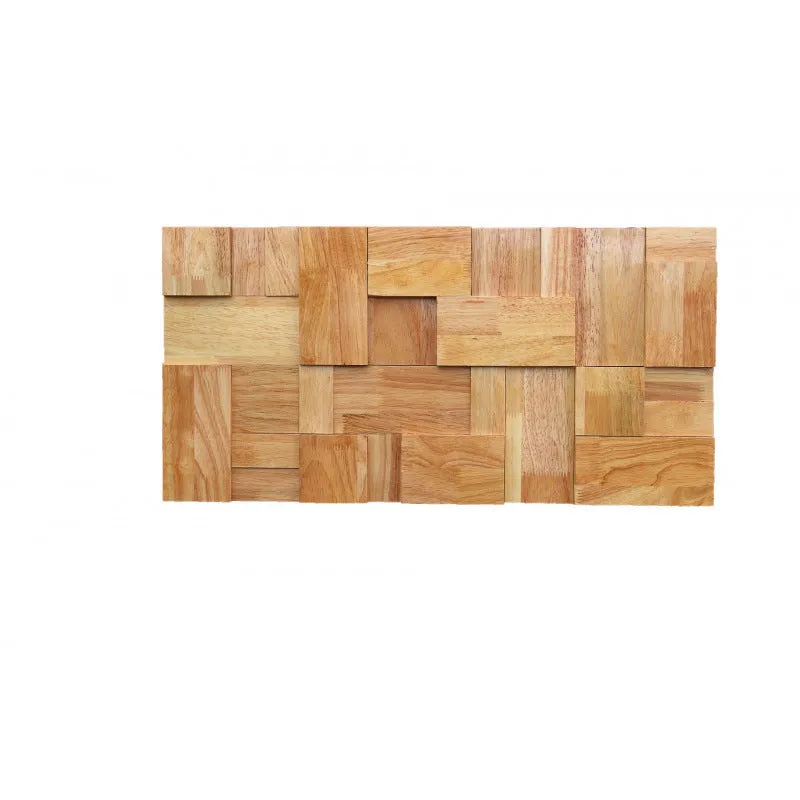 Retro 3D solid wood mosaic patch wall sticker in square 300x300mm size for stereo background decor