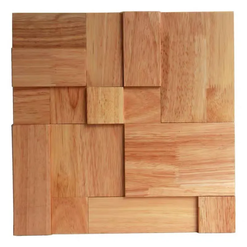Retro 3D solid wood mosaic patch wall sticker in square 300x300mm size for stereo background decor