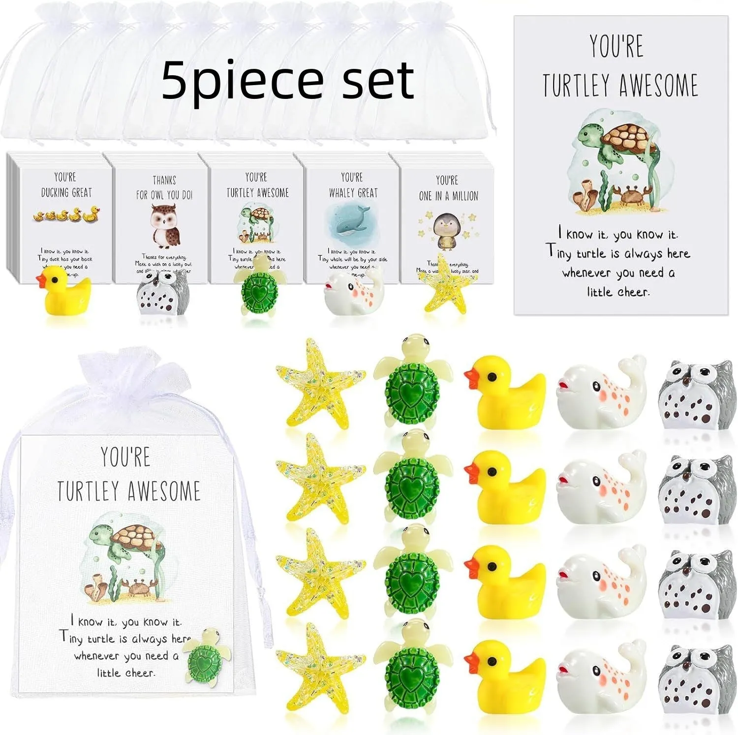 Set of resin memo cards with inspirational pun text, shown in various pack size options.