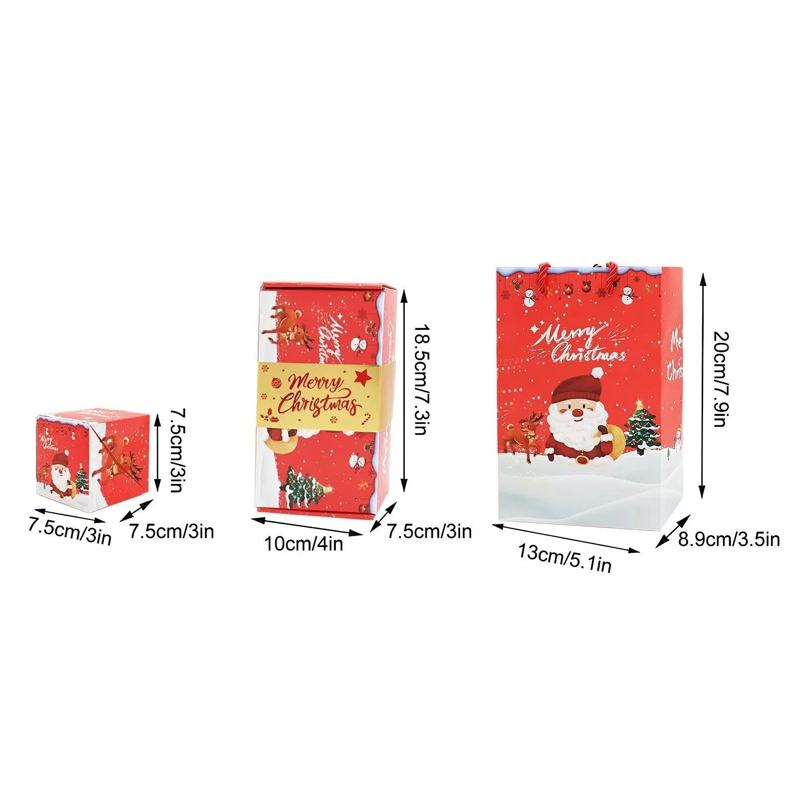 Surprise box birthday creative gift set with paper bounce boxes, gift box, and gift bag in Santa snowman red design