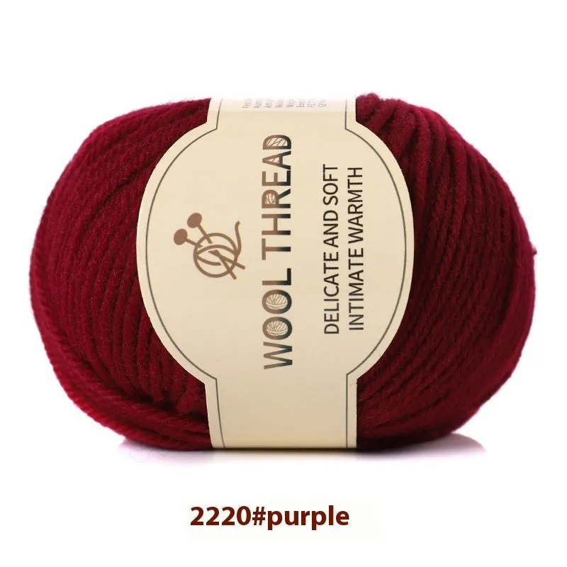 One skein of fine hand knitting wool thread in a choice of colours, shown next to UK size 10 knitting needles.