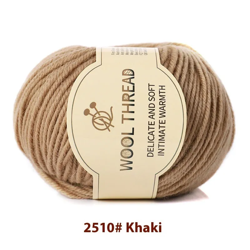 One skein of fine hand knitting wool thread in a choice of colours, shown next to UK size 10 knitting needles.