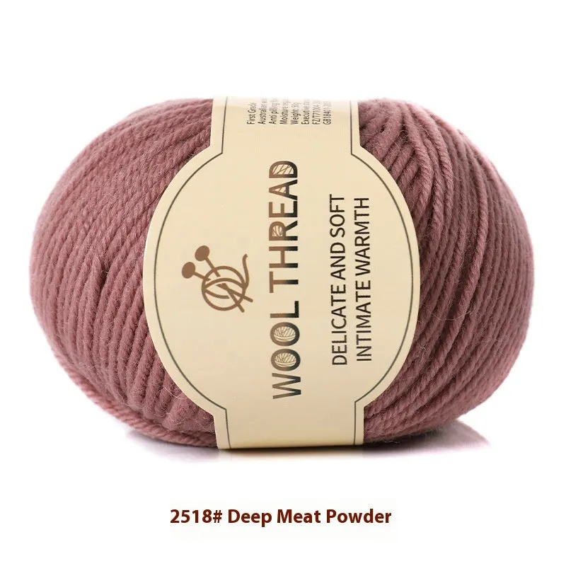 One skein of fine hand knitting wool thread in a choice of colours, shown next to UK size 10 knitting needles.