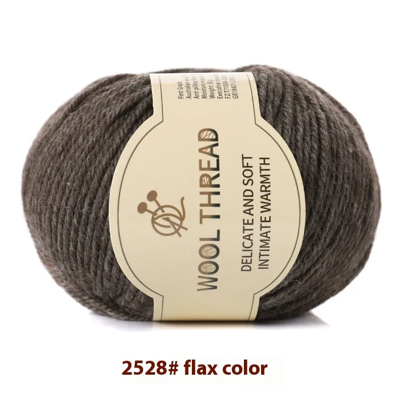 One skein of fine hand knitting wool thread in a choice of colours, shown next to UK size 10 knitting needles.