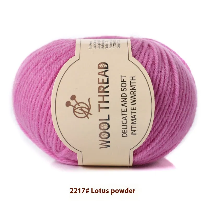 One skein of fine hand knitting wool thread in a choice of colours, shown next to UK size 10 knitting needles.