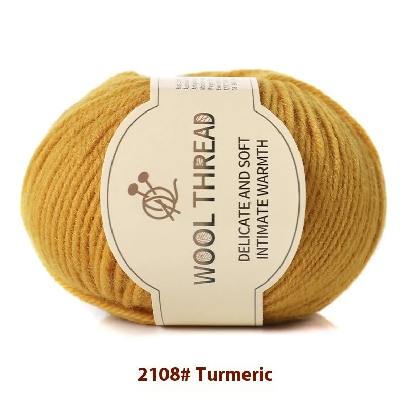 One skein of fine hand knitting wool thread in a choice of colours, shown next to UK size 10 knitting needles.