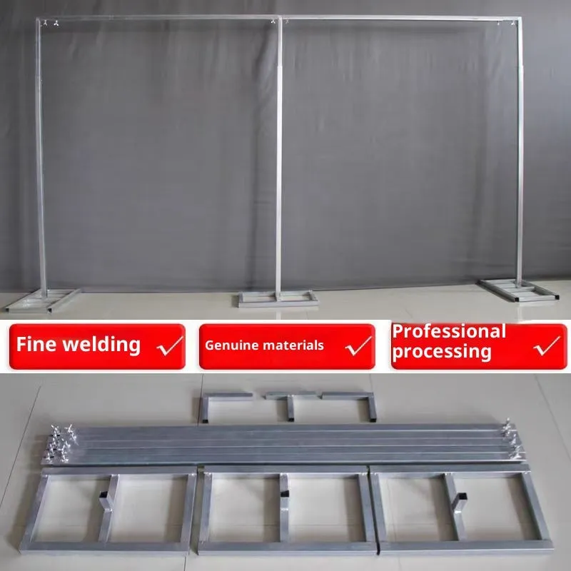 Wrought iron wedding photography background support system with telescopic frame and bold thickened bases