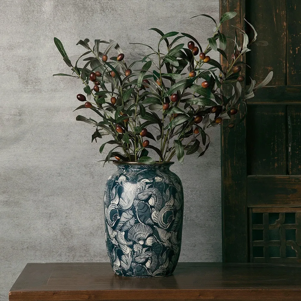 New Chinese retro artistic ceramic vase with dried flowers and decal decoration, available in three sizes
