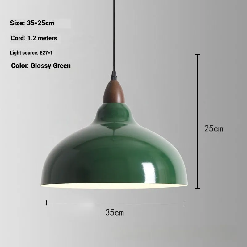Retro industrial wrought iron ceiling chandelier with dark green lampshade in two sizes D20 35cm and D8 30cm for restaurant lighting