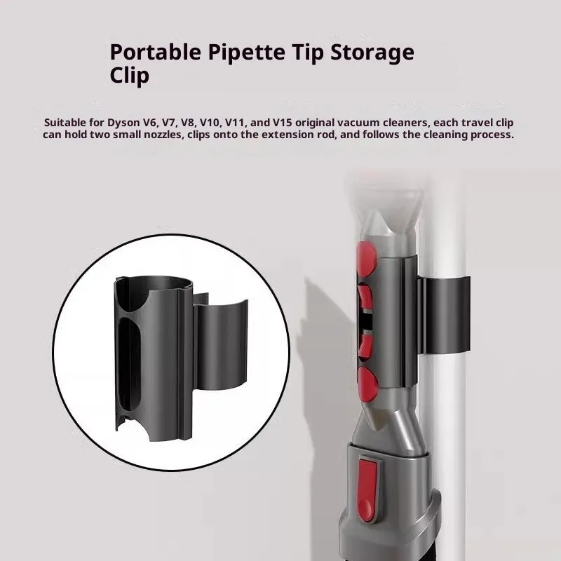 Dust removal brush converter set for vacuum cleaners with storage clip