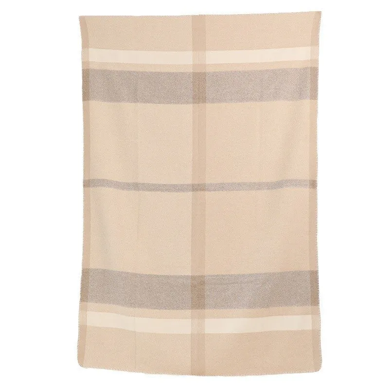 Wool jacquard twill striped camping rug blanket in Carbon Black without belt, modern simplicity style