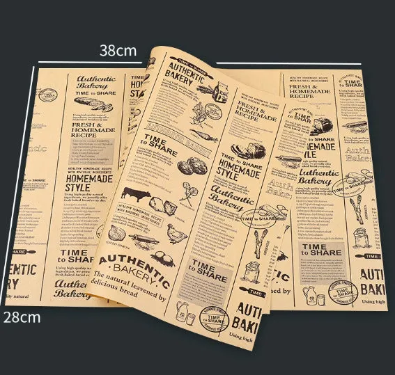 Pack of microwaveable oil-absorbing kraft baking paper sheets 28x38cm with food grade coating