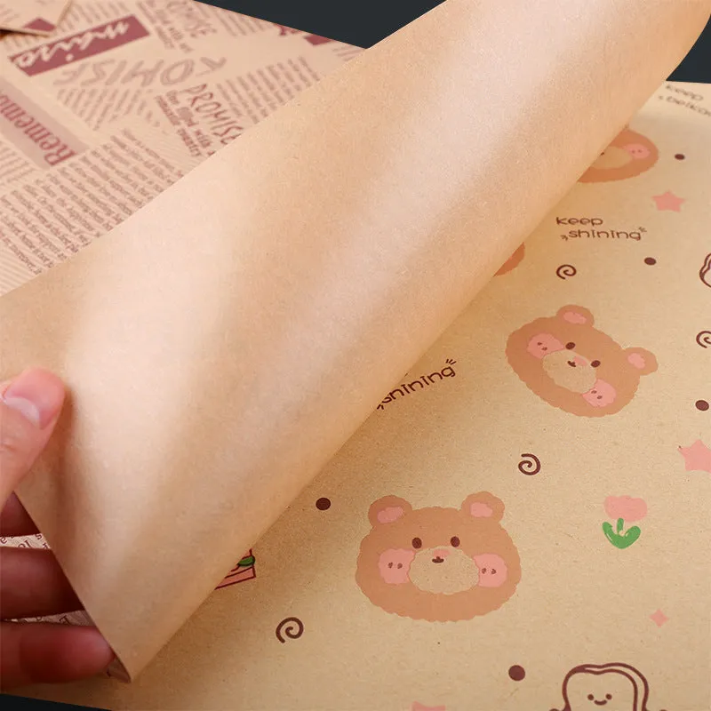 Pack of microwaveable oil-absorbing kraft baking paper sheets 28x38cm with food grade coating
