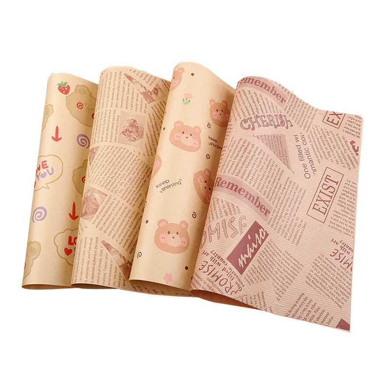 Pack of microwaveable oil-absorbing kraft baking paper sheets 28x38cm with food grade coating