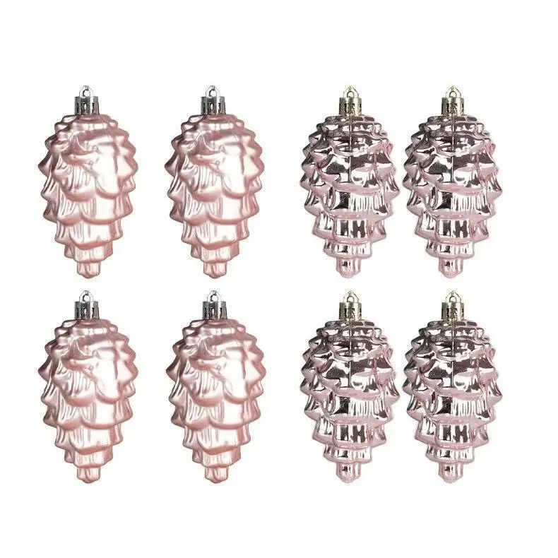 Plastic Christmas hat tree pendant in champagne gold, 7cm size, with loop for hanging