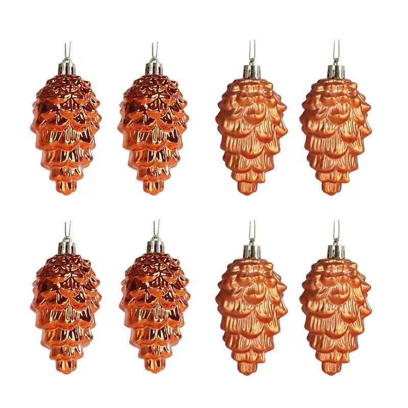 Plastic Christmas hat tree pendant in champagne gold, 7cm size, with loop for hanging