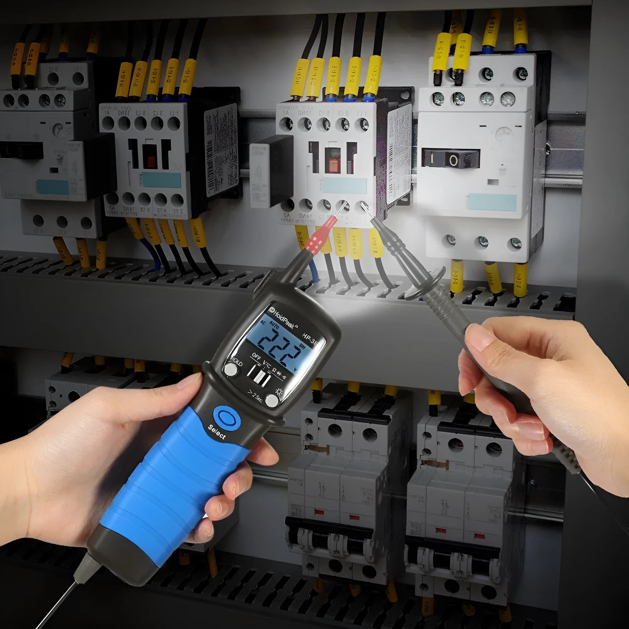 Huapu HP-38B digital pen multimeter with 600V range, plastic casing, and digital display
