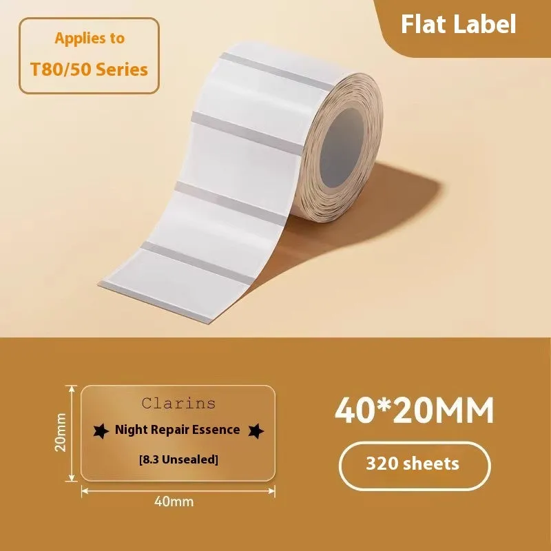 Assortment of transparent waterproof adhesive sticker labels in multiple sizes on sheet