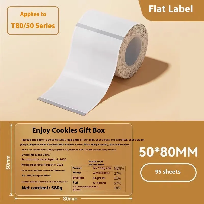 Assortment of transparent waterproof adhesive sticker labels in multiple sizes on sheet