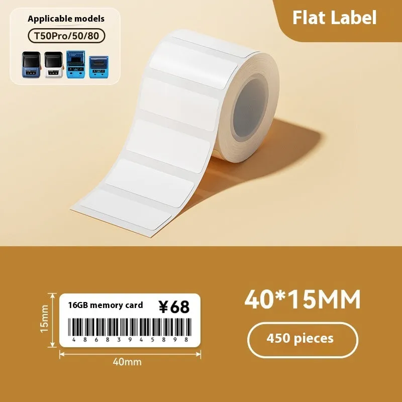 Assortment of transparent waterproof adhesive sticker labels in multiple sizes on sheet
