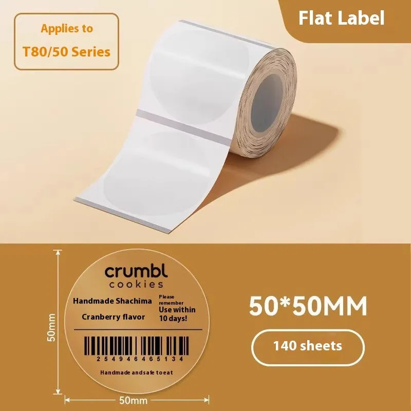 Assortment of transparent waterproof adhesive sticker labels in multiple sizes on sheet