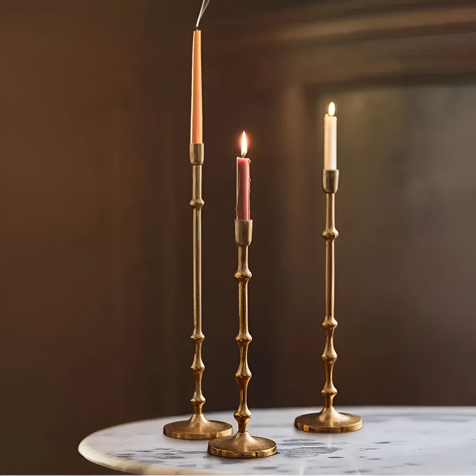 Handmade aluminium candlestick decoration for dining table candlelight dinner, three sizes available