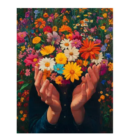 DIY digital oil painting kit with 40x50cm frameless canvas, 24 colours, brushes, and hooks in modern simplicity style