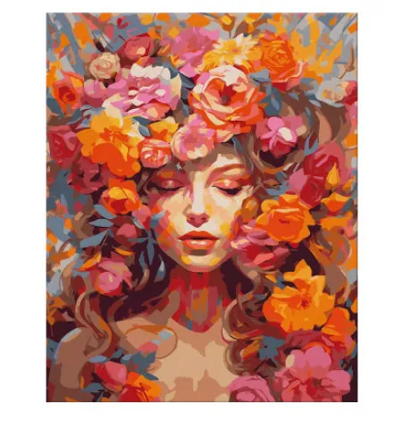 DIY digital oil painting kit with 40x50cm frameless canvas, 24 colours, brushes, and hooks in modern simplicity style