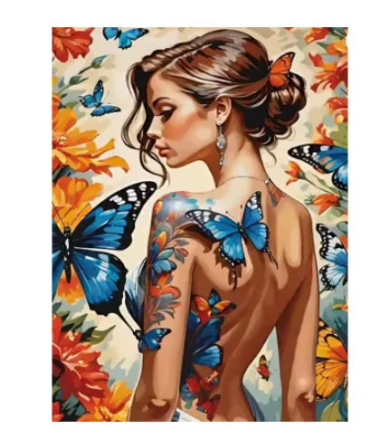 DIY digital oil painting kit with 40x50cm frameless canvas, 24 colours, brushes, and hooks in modern simplicity style