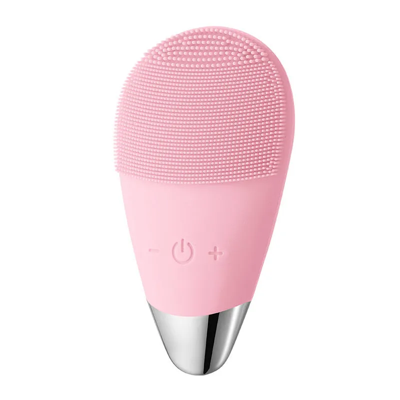 Silicone ultrasonic facial cleansing brush in Lake Blue with three speed gears for deep cleaning