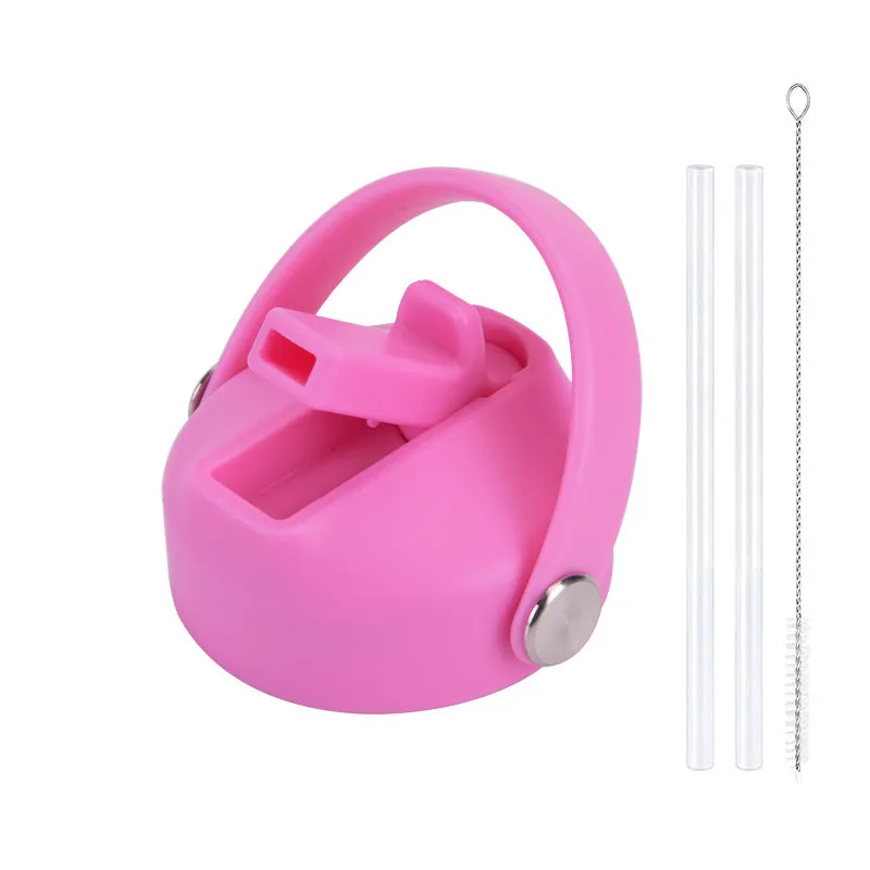 Plastic water cup lid with handle in multiple colour options for reusable bottles