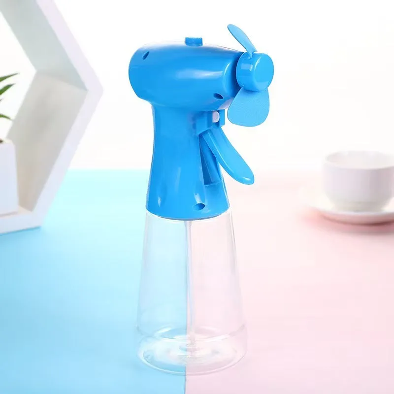 Plastic hand-held cooling fan in blue for outdoor summer heat relief