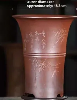 Large-diameter purple clay flower pot in classical ceramic style, available in multiple colours for Clivia and succulents