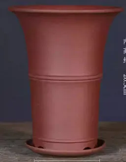 Large-diameter purple clay flower pot in classical ceramic style, available in multiple colours for Clivia and succulents