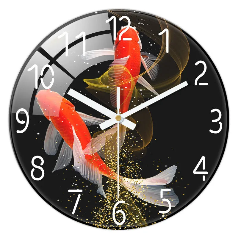 Retro 3D stereo acrylic vinyl CD record wall clock with glass front, 12 inch diameter, gold pointer style on white background