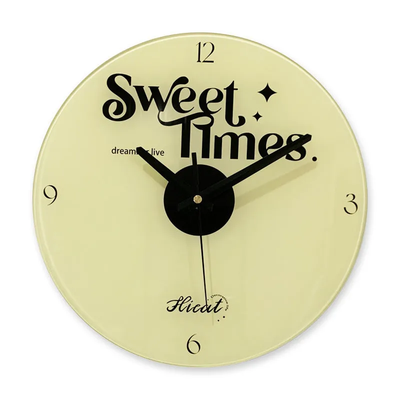 Retro 3D stereo acrylic vinyl CD record wall clock with glass front, 12 inch diameter, gold pointer style on white background