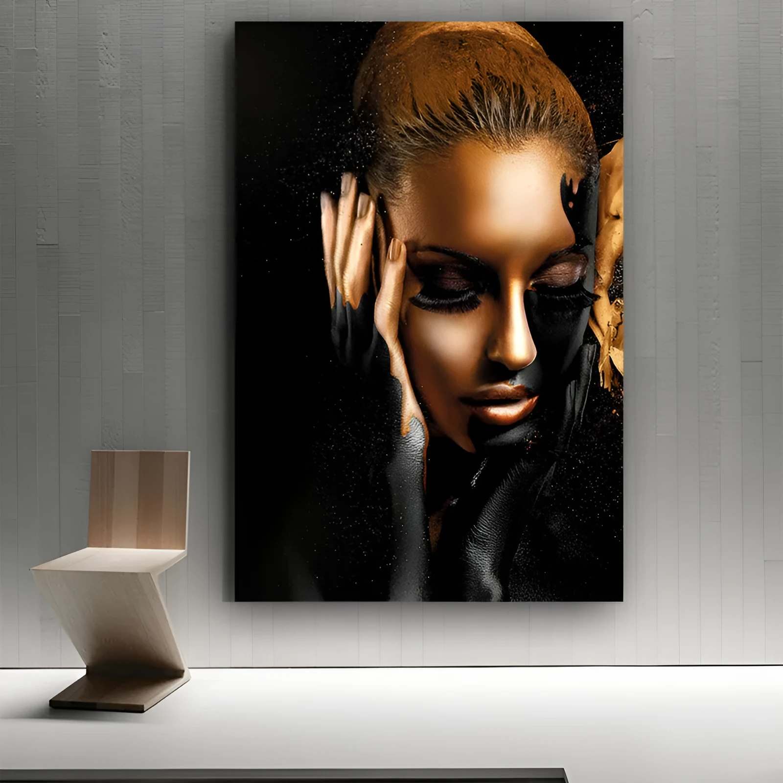 HD modern African woman frameless canvas wall painting still life spray art in abstract colours