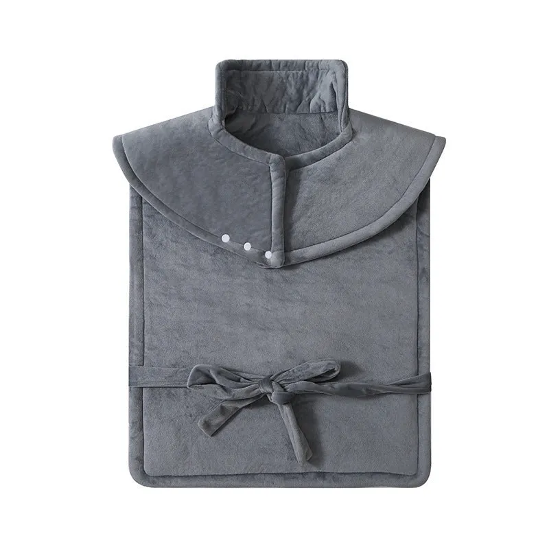 Grey electric heating compress wrap for neck shoulder waist belly protection with 12-gear controller and crystal super soft fabric