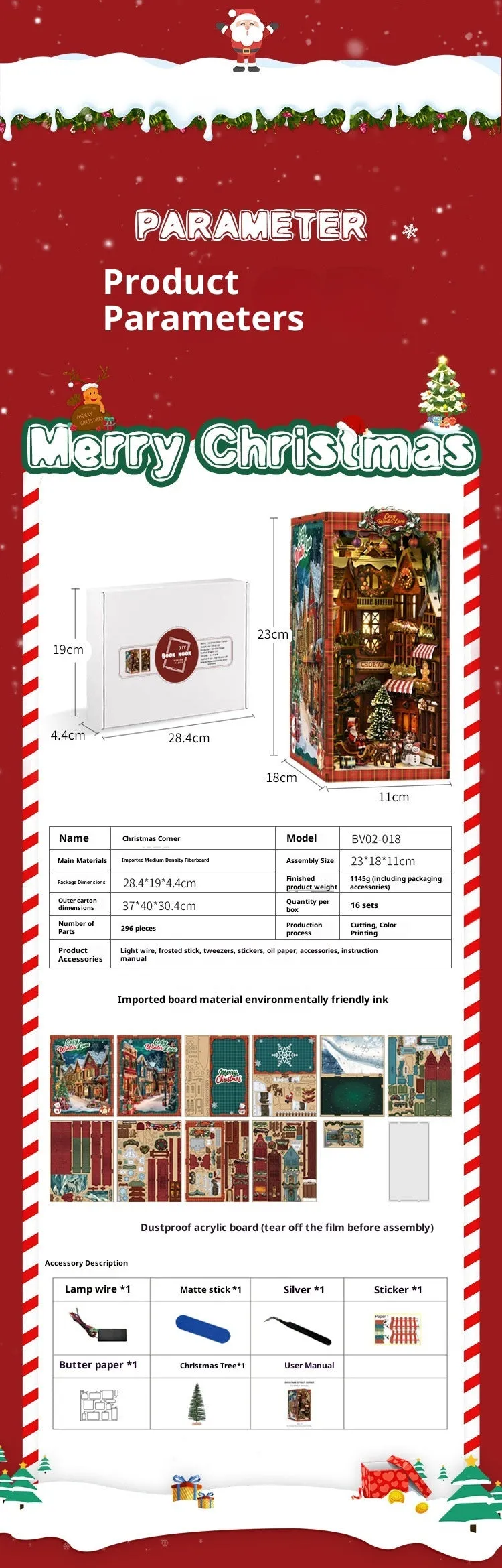 Wooden 3D bookend model assembly toy in cabin style for children aged 7 to 14