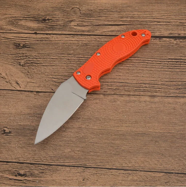 Portable folding fruit knife with 9CR13MOV blade and nylon glass fibre handle, 203mm full length, available in multiple colours