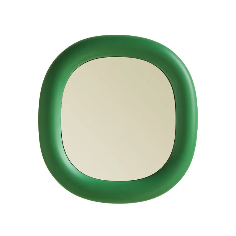 Desktop bubble mirror with high-definition aluminium lens in cream yellow colour, 322mm x 340.5mm, white backing