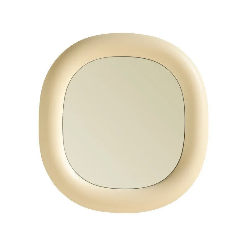 Desktop bubble mirror with high-definition aluminium lens in cream yellow colour, 322mm x 340.5mm, white backing