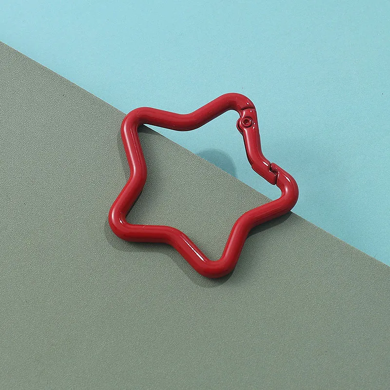 Zinc alloy five-pointed star keychain in selected colour for backpack decoration