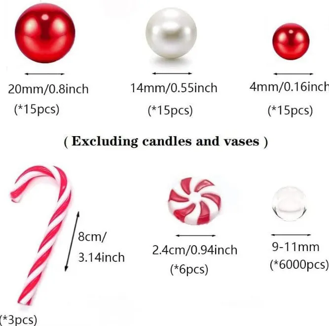Two red suit floating stuffed vase Christmas decorations with plastic floating filling vase on a table